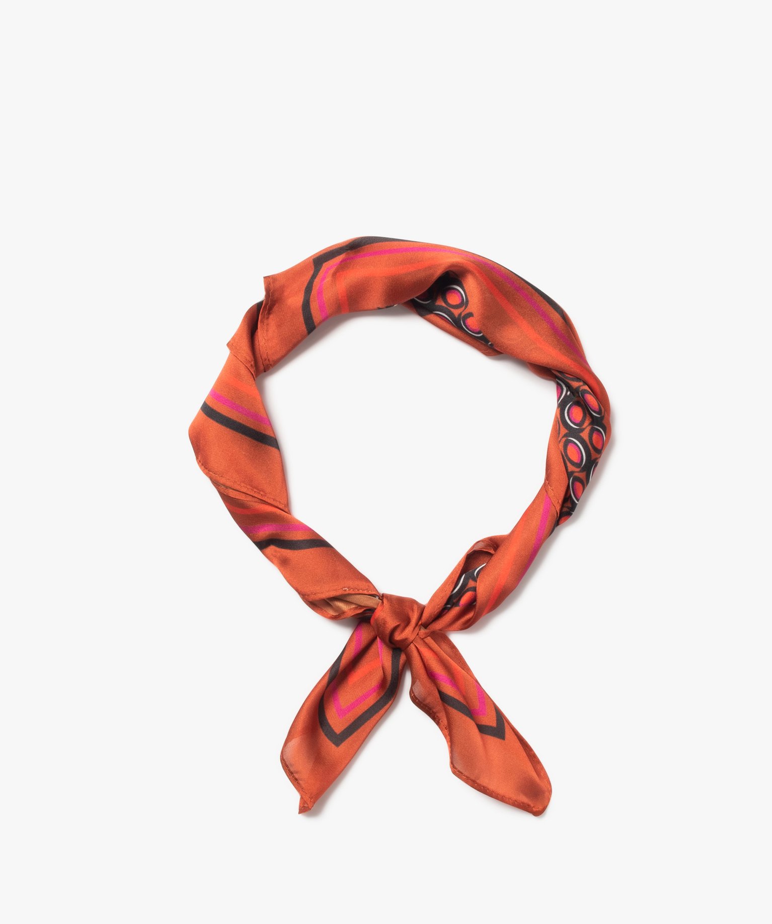 Foulard carré en satin à motif femme orange | GEMO