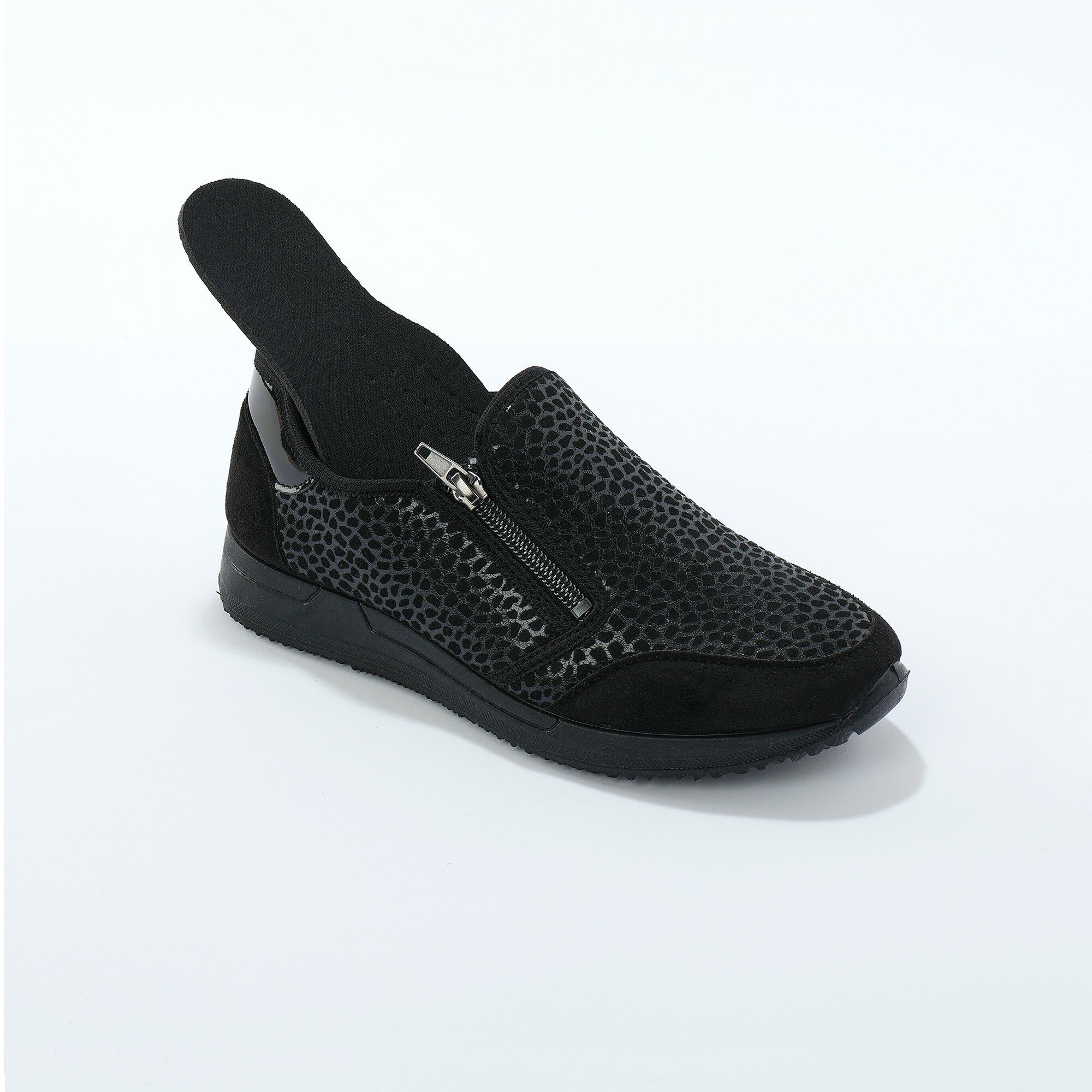 Baskets zippées spécial pieds sensibles en tissu extensible