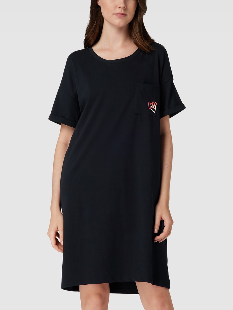 Nachthemd mit Motiv-Print in schwarz