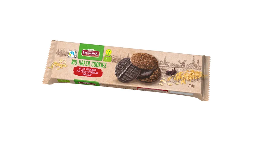 Henry Lambertz Vollkornhafergebäck mit Zartbitterschokoladenboden 200 g