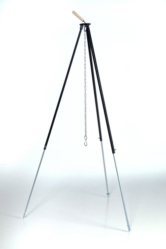 acerto® Kochtopf Original ungarischer Gulaschkessel + Dreibein-Gestell (120cm) * Emailliert * Kratzfest * Geschmacksneutral, Teleskop-Dreifuß mit Gulasch-Topf Suppentopf Glühweintopf, Kochkessel mit Deckel für Kesselgulasch Glühwein-Kessel im Set, Em