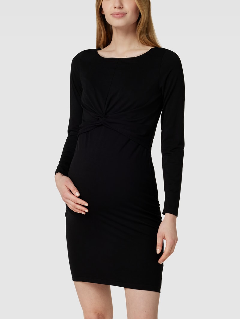 Umstands-Kleid mit Knotendetail Modell 'MACY' in schwarz