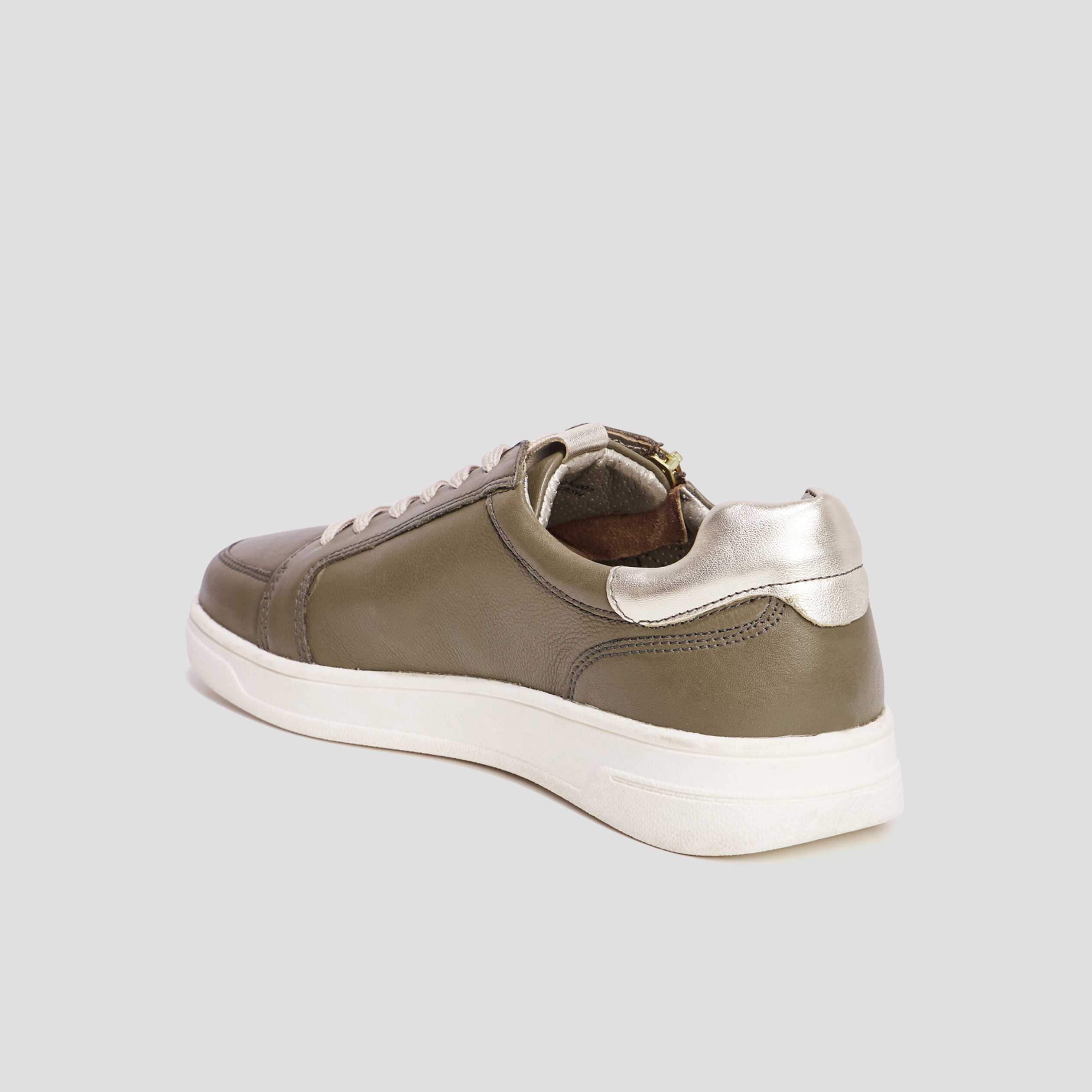 Derbies en cuir pied large Confortissimo vert kaki femme | La Halle