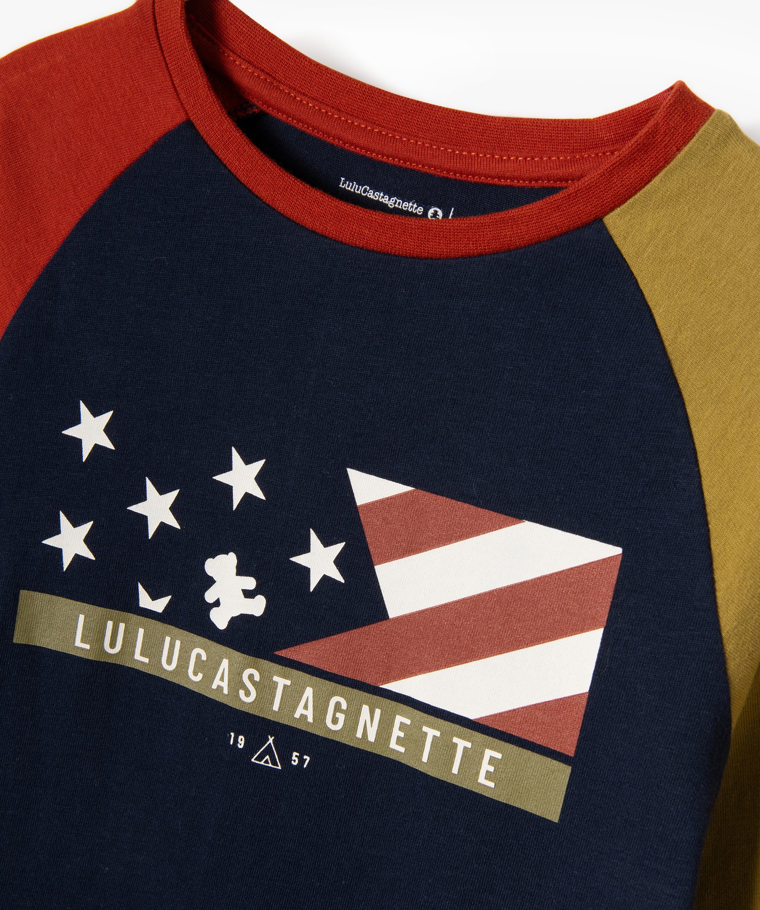 Tee-shirt à manches longues bicolores Garçon - LuluCastagn... marine | GEMO