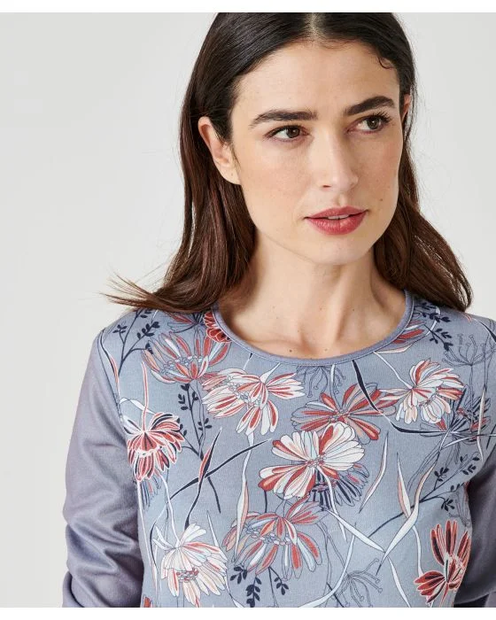 Tee-shirt maille chaude fleuri