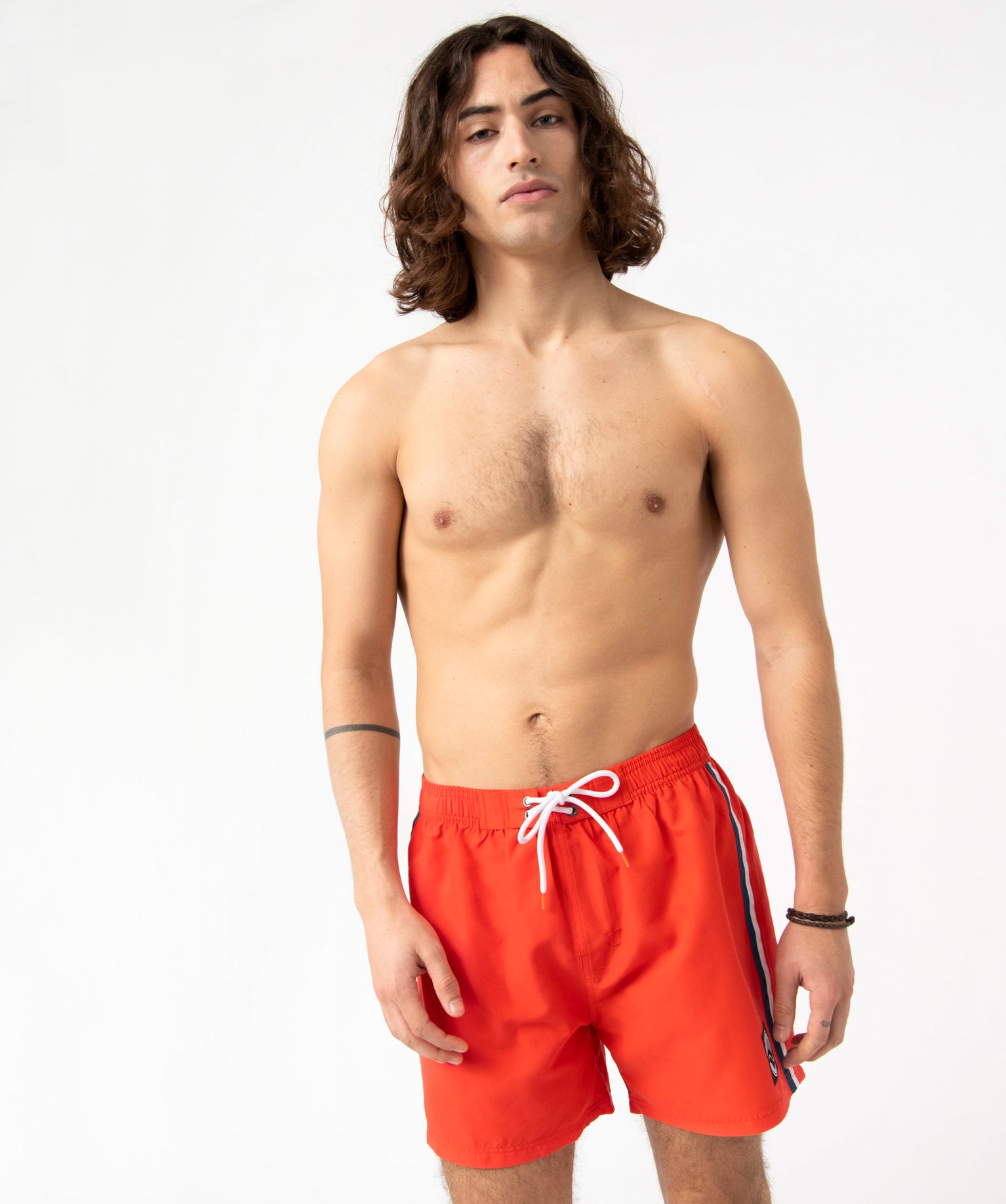 Short de bain homme look sportswear rouge | GEMO