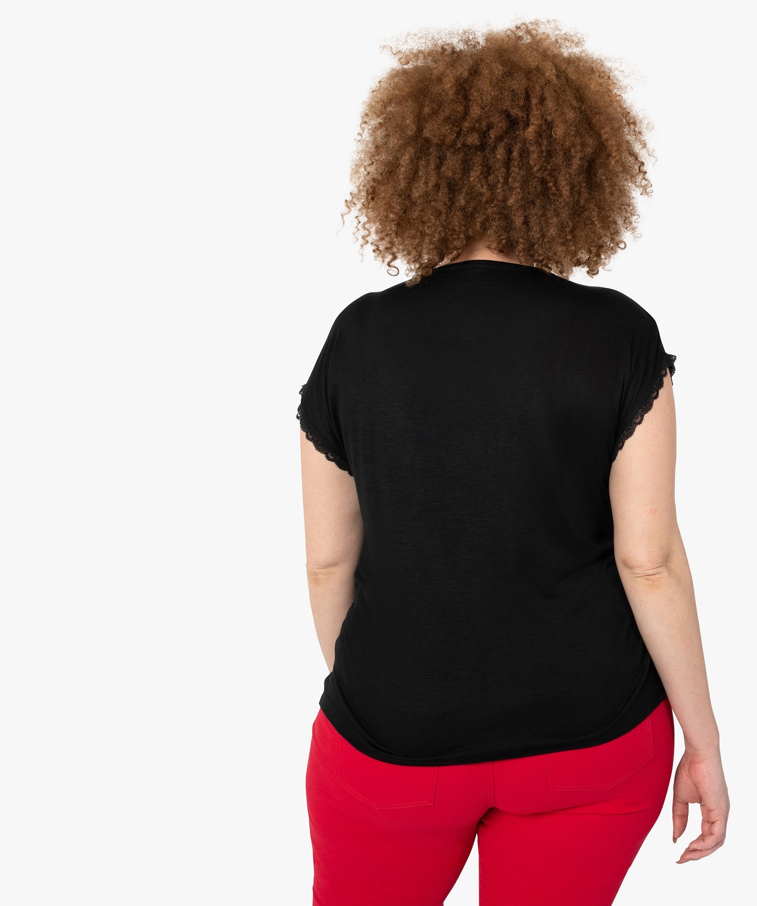 Tee-shirt femme grande taille à manches courtes et col V et... noir | GEMO