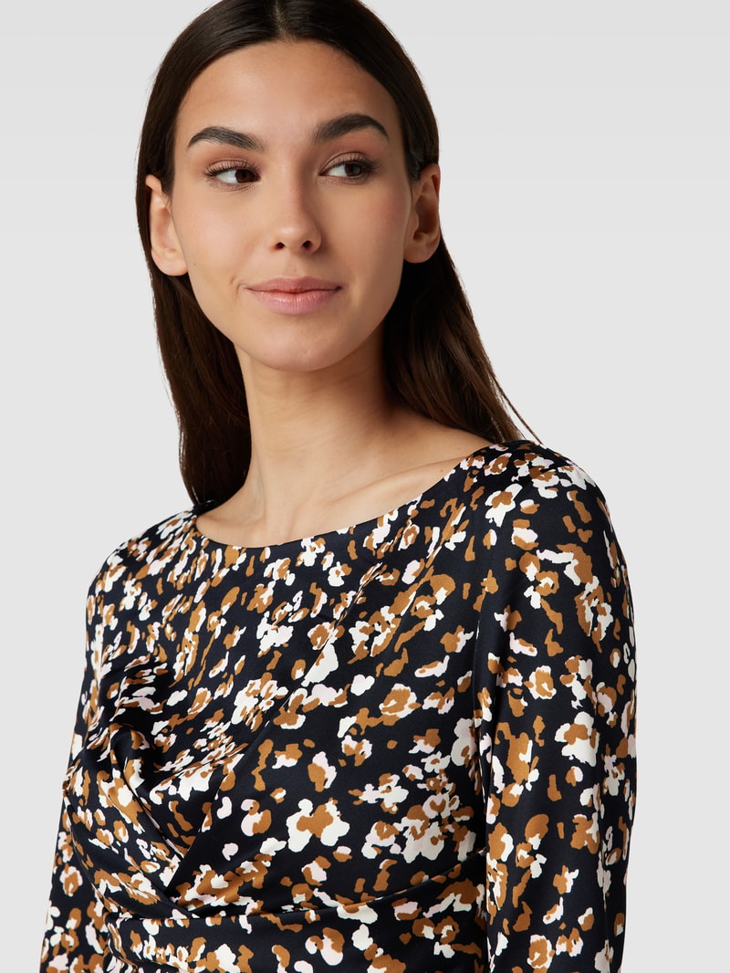 Knielanges Kleid mit Allover-Muster in marineblau