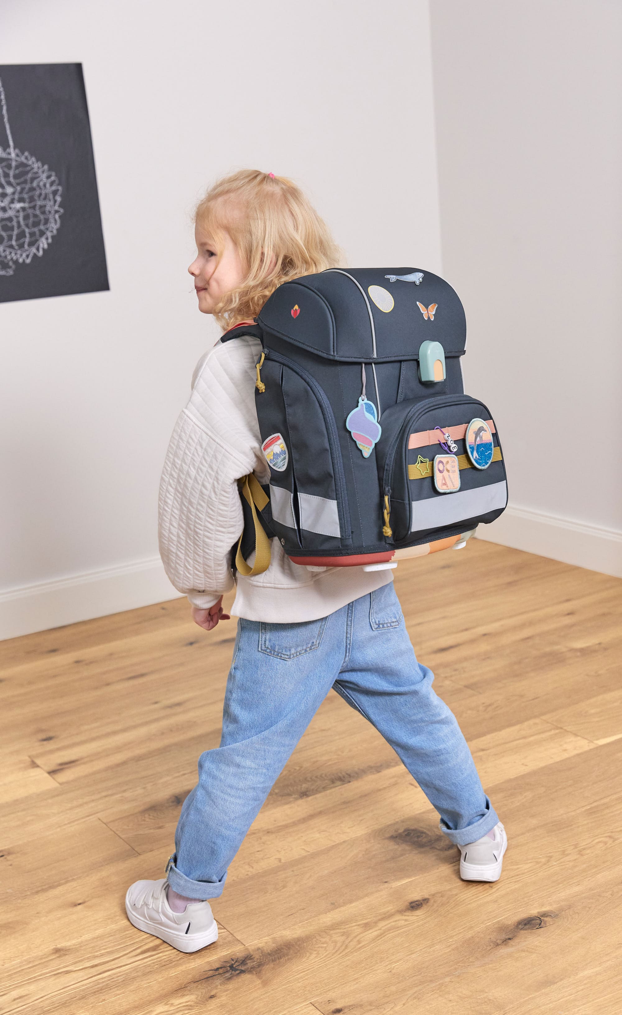 Schulranzen Set 7-teilig Boxy - Unique Ocean, Dunkelblau
