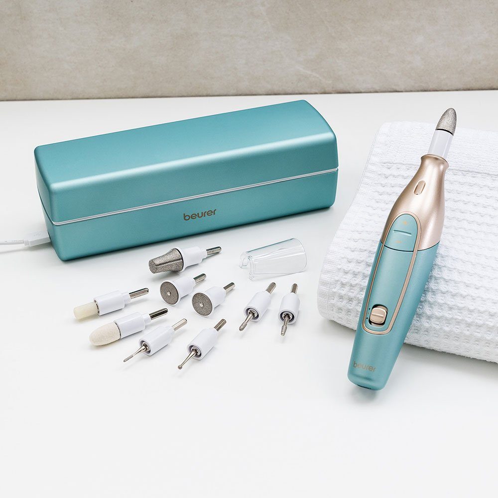 BEURER Maniküre-Pediküre-Set MP 84, wiederaufladbar, inkl. 10 Aufsätze, mit LED-Licht