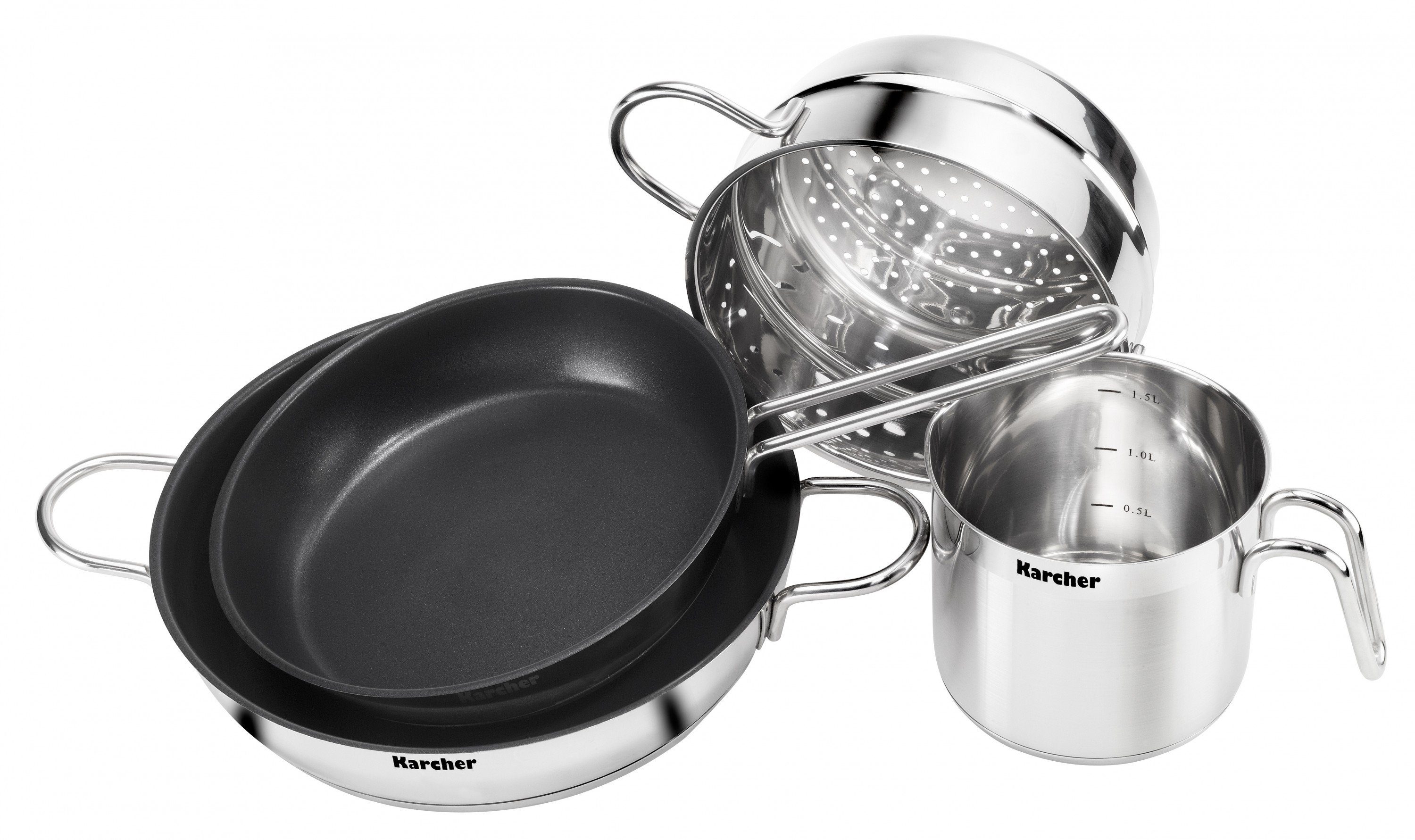 Karcher Topf-Set Jette, Edelstahl (14-tlg), inkl. 5 Glasdeckel, Induktion
