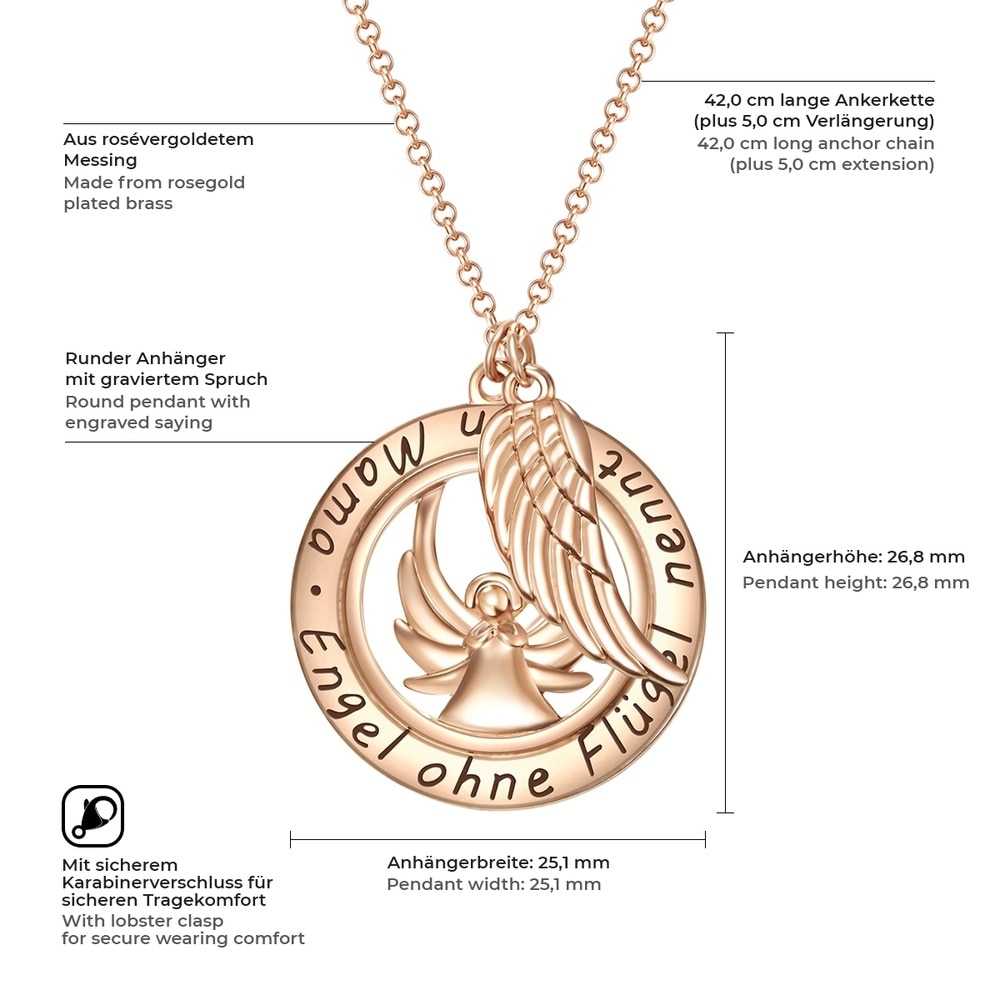 Rafaela Donata Collier tendance Ange/aile Laiton en Or rose collier