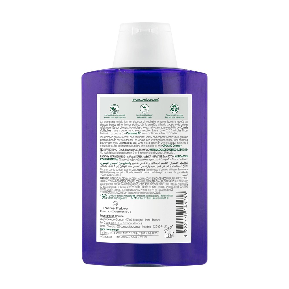 Klorane Klorane - Centaurée - Shampoing déjaunis sant à la Centaurée BIO Shampoing