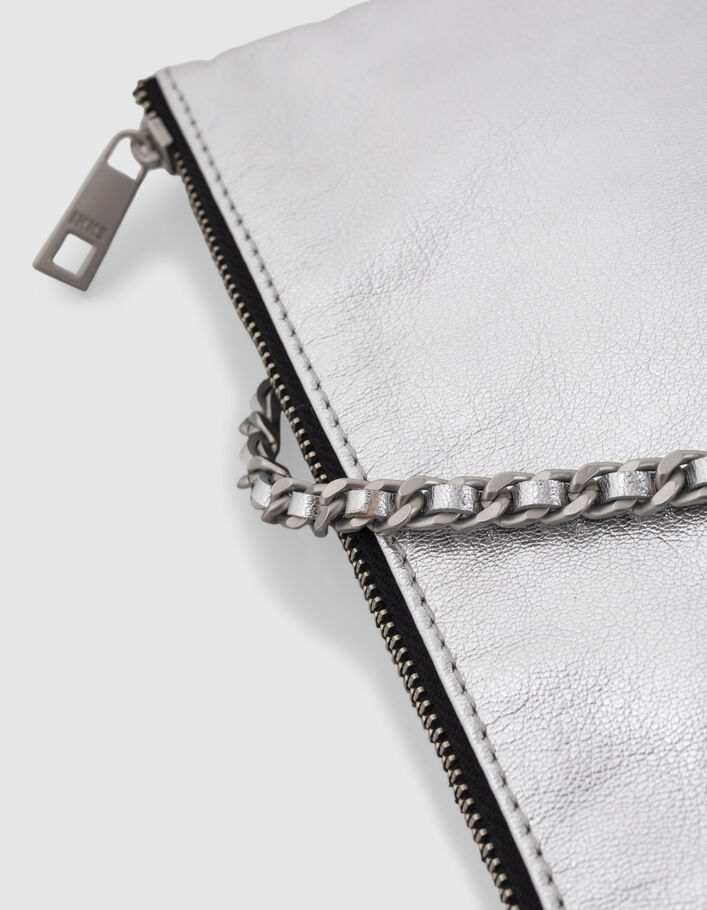 La pochette 111 gris silver cuir métallisé Femme