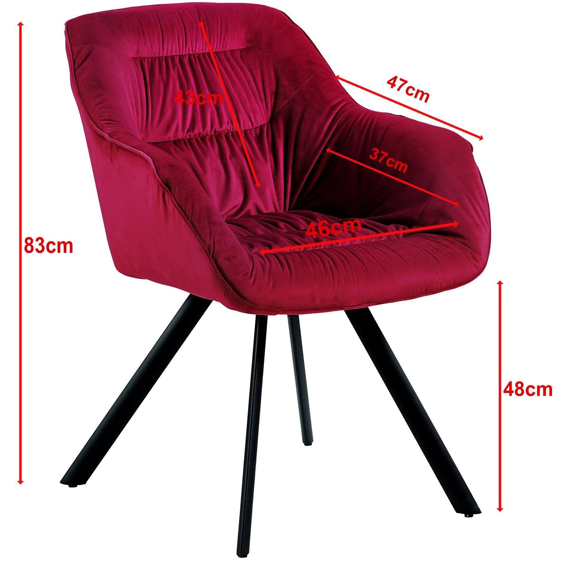 TRISENS Polsterstuhl Callie (1er oder 2er Pack, 1 St), Essstuhl mit abgestepptem Samtbezug Polstersessel in Velvetoptik