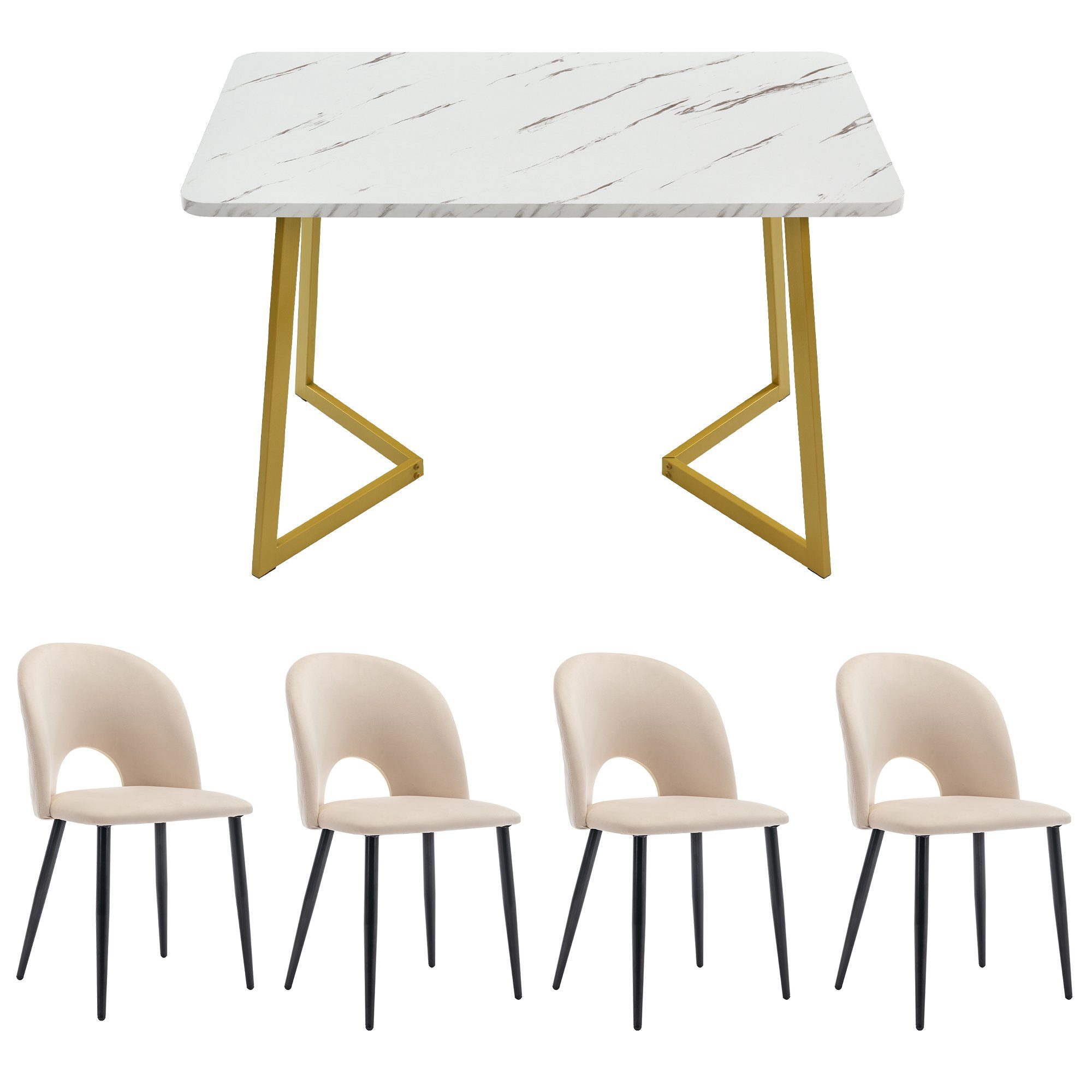 PFCTART Essgruppe Essgruppe,117×68cm Esstisch mit 4 Stühlen, Moderner Küchentisch Set, (5-tlg)