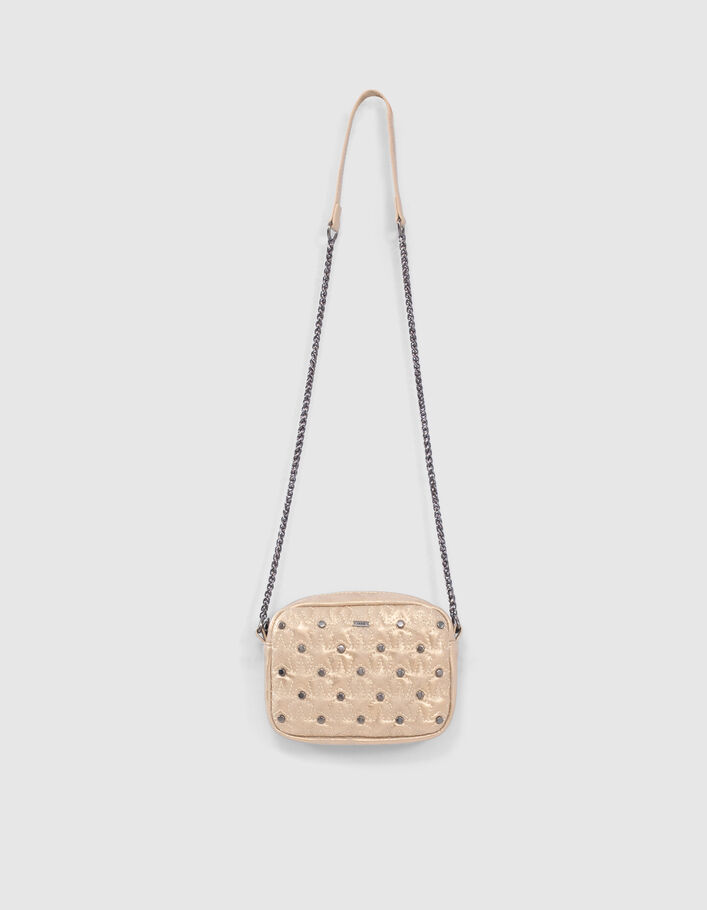 Sac à main doré métallisé et clouté fille