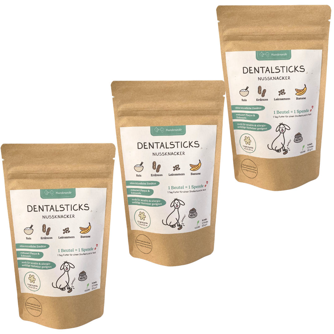 Hunderunde Snacks Hunderunde Nussknacker Dental Sticks – Für spielerische Zahnpflege 360 g