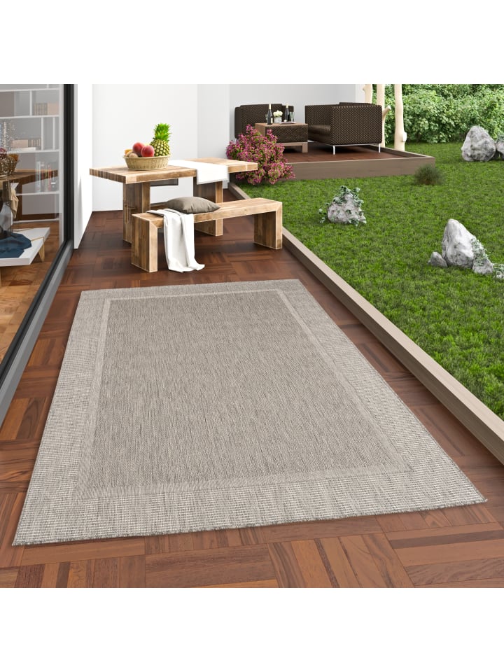 Pergamon In & Outdoor Teppich Natur Valencia Bordüre in Antraciet günstig kaufen
