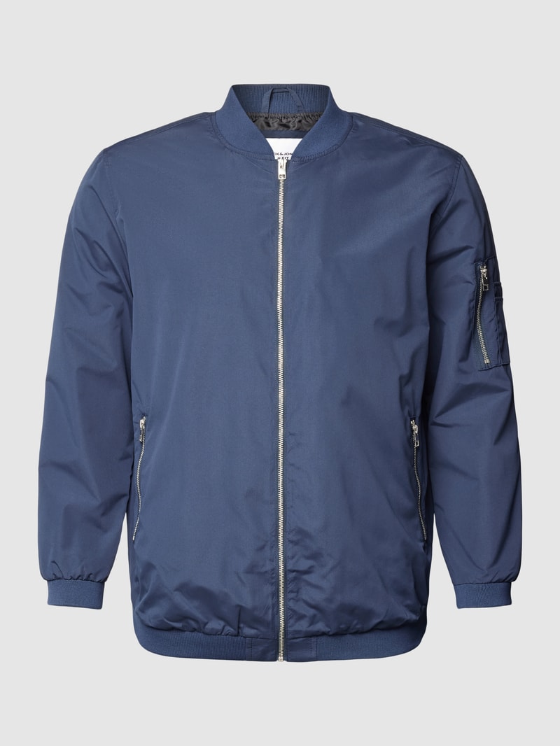 PLUS SIZE Bomberjacke mit Stehkragen Modell 'ERUSH' in marineblau