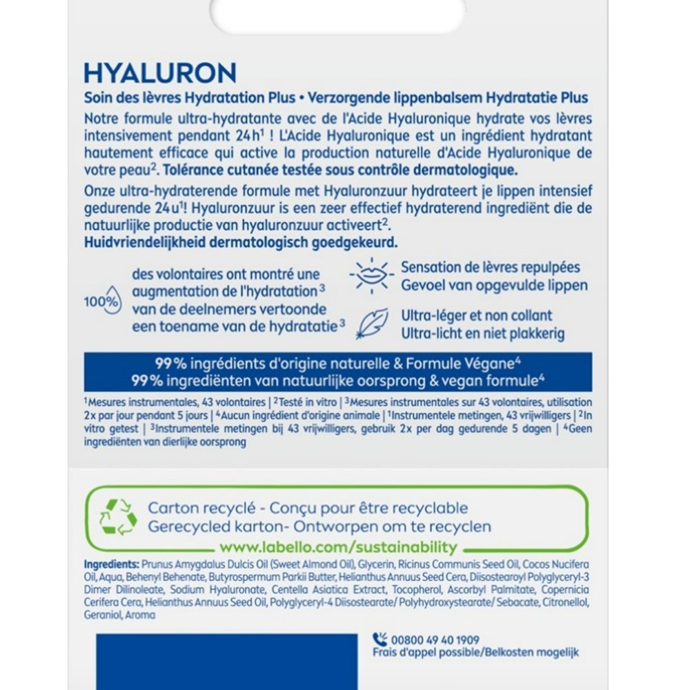 labello Stick soin des lèvres Hyaluron 5,2g Hydratation des lèvres