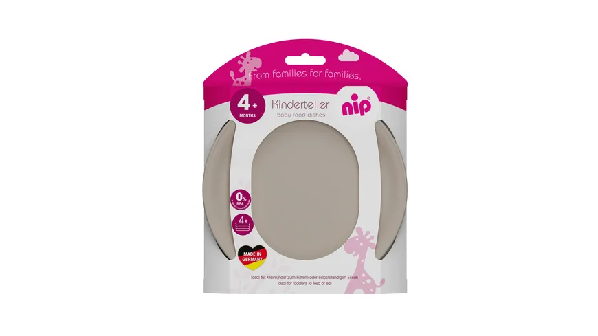 nip® Teller 4er Pack gelb, blau, grau, grün