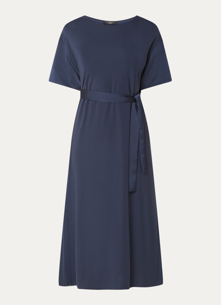 Abito tunica midi MaxMara Jordan in misto lyocell con cintura da annodare