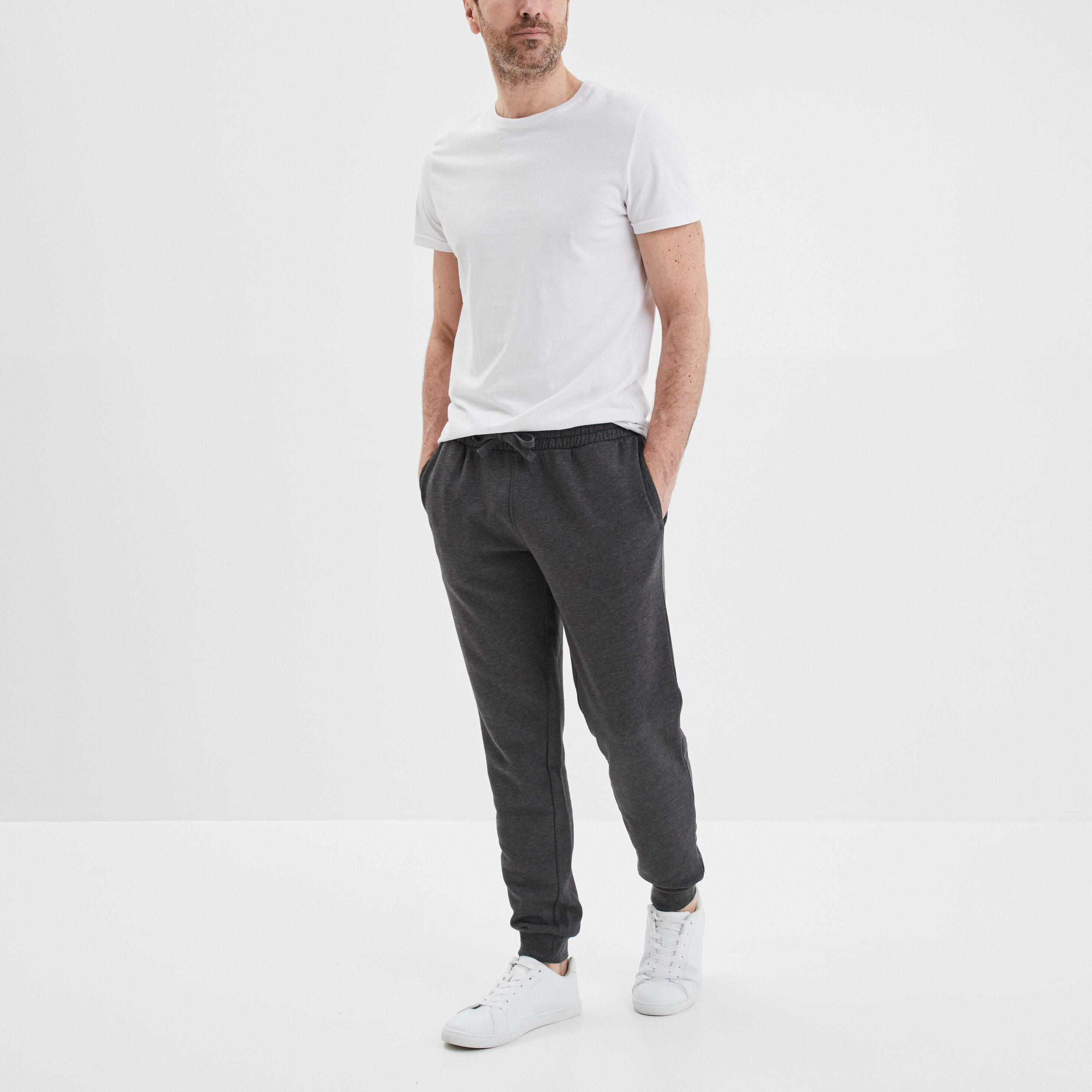 Jogging droit molleton gris foncé homme | La Halle