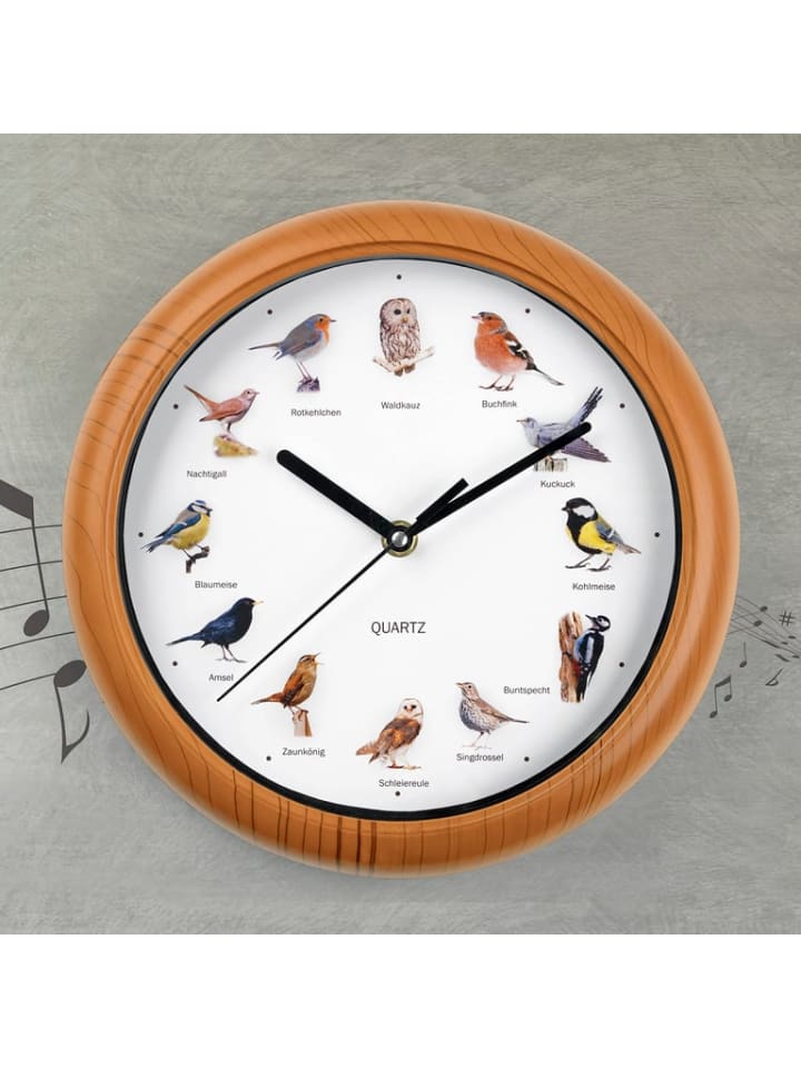 EASYmaxx Wanduhr Küchenuhr Uhr Analog Vogelstimmen 12 Singvogelstimmen 25cm günstig kaufen onesize