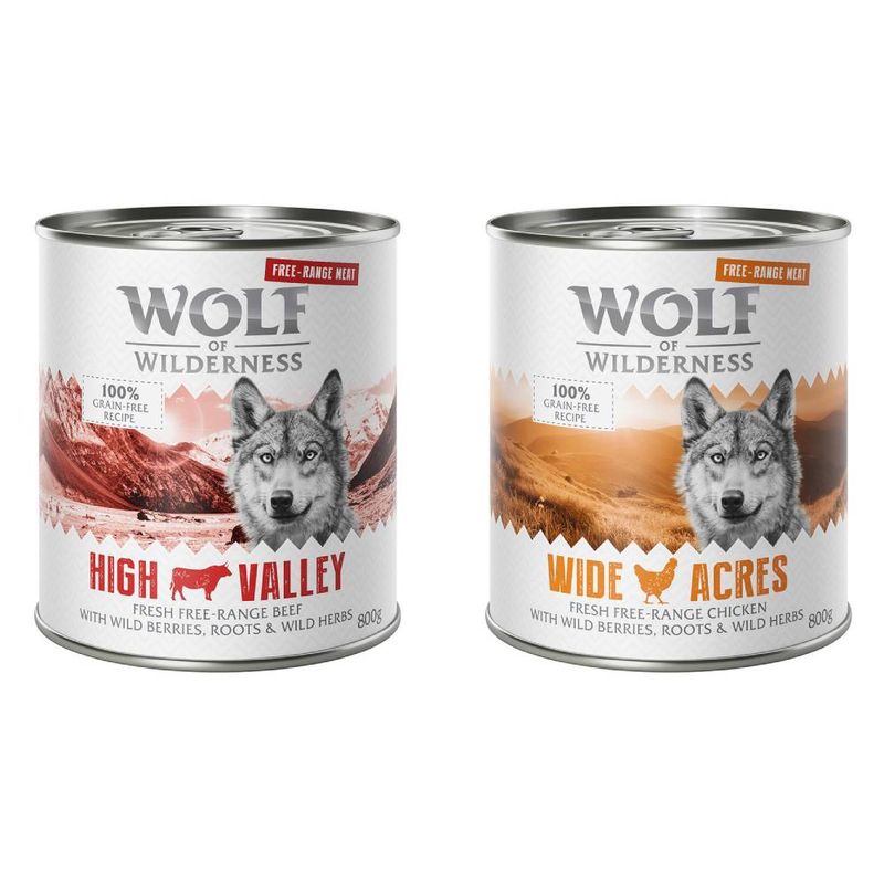 Sparpaket 12 x 800 g Wolf of Wilderness 'Freiland-Fleisch'