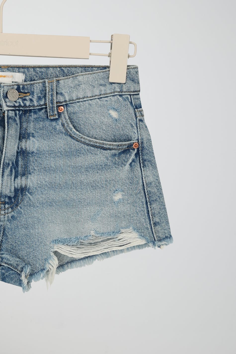 Y low denim shorts