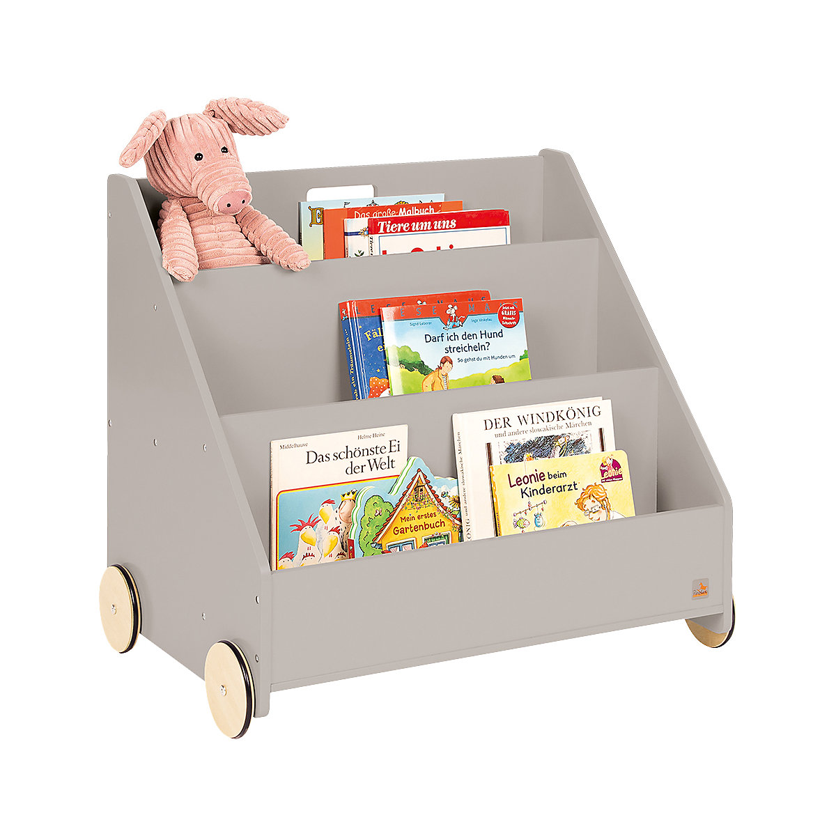 Bücherregal Lasse mit Rollen, grau, 57x65 cm