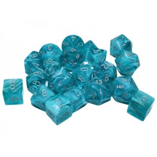 Cirrus Bag of 20 Polyhedral Aqua/Silver (Limited Edition)