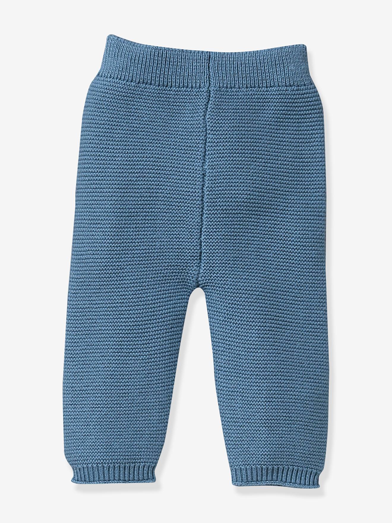 Legging Bébé en coton biologique et laine CYRILLUS bleu grisé