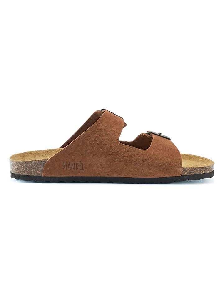 Mandel Leder-Pantoletten in Braun günstig kaufen