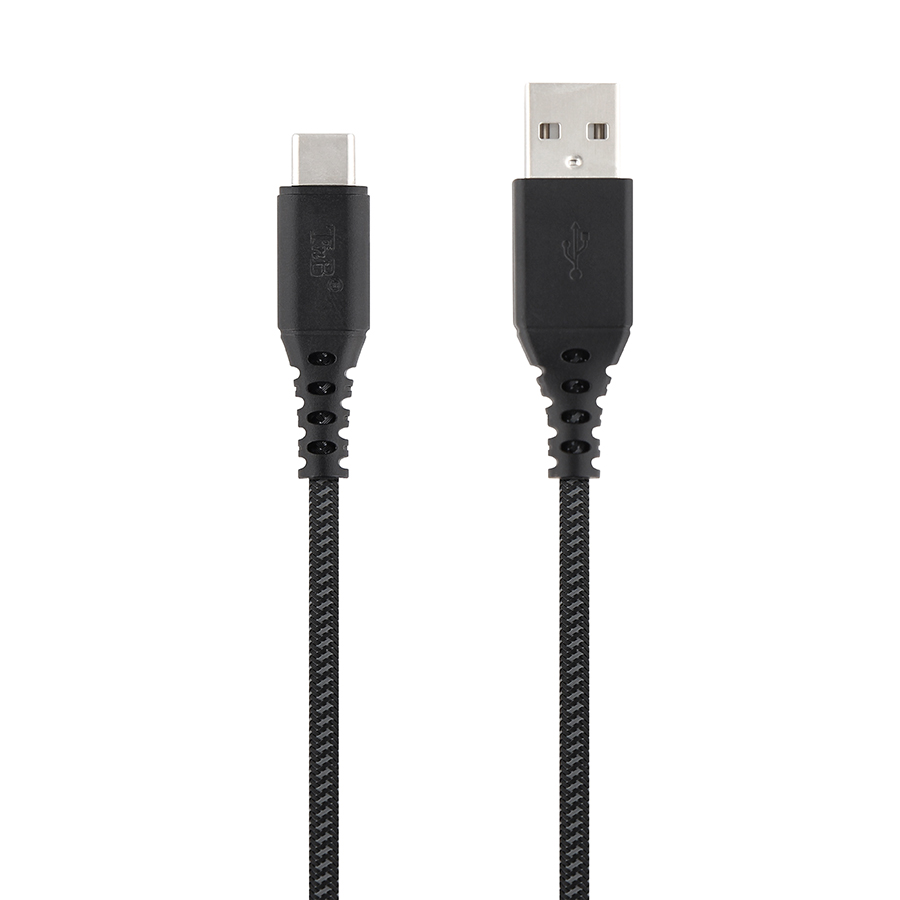 USB Typ C Kabel von t'nb, schwarz-grau, ultra resistent, 1,5 m, 1 Stück - ATU