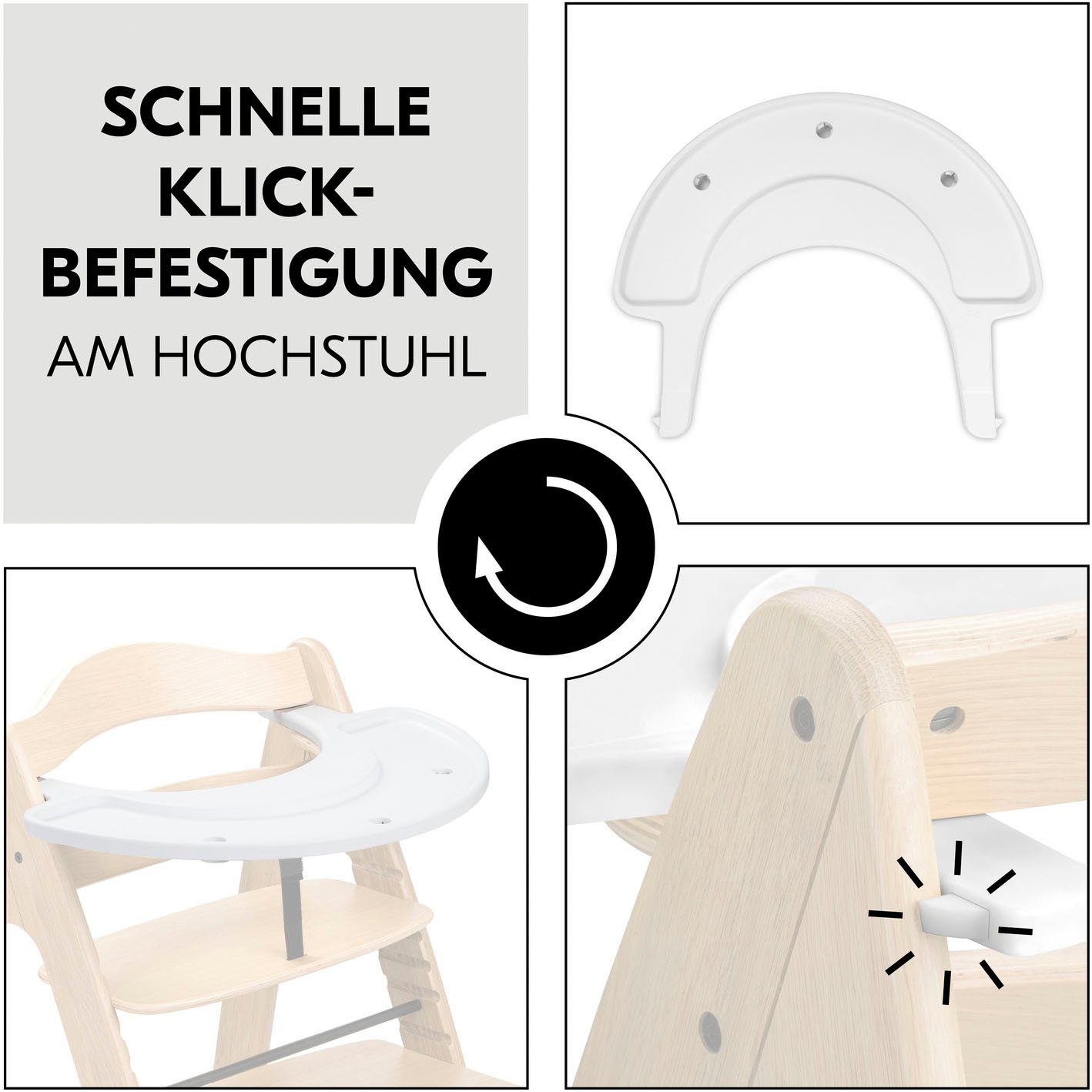 Hauck Hochstuhltablett Arketa Play Tray, White, Kunststoff