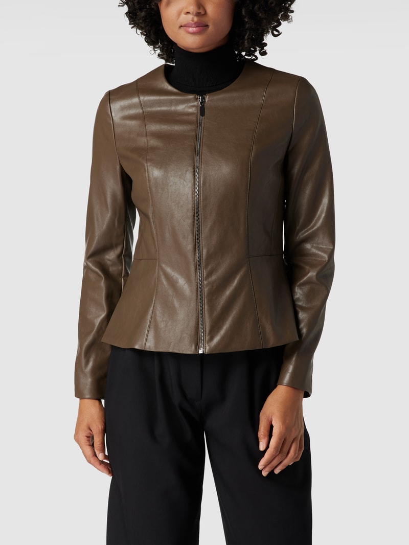 Jacke in Leder-Optik in olivgrün