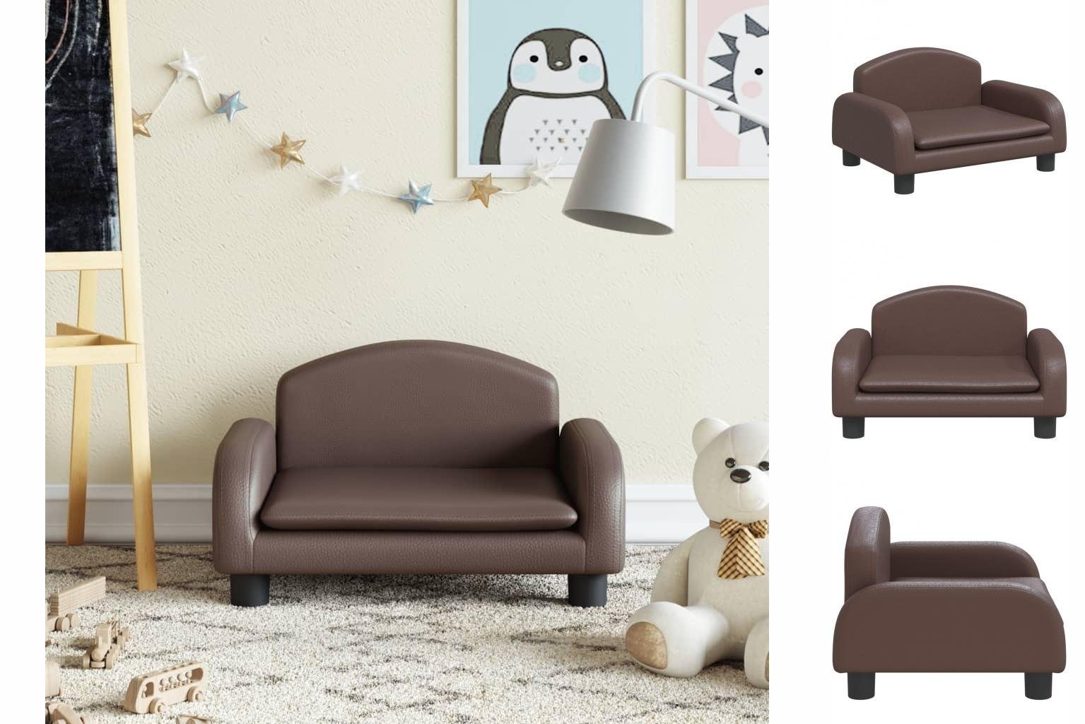 vidaXL Kindersofa Kindersofa Braun 50x40x30 cm Kunstleder Kindercouch Kindermöbel Kinder