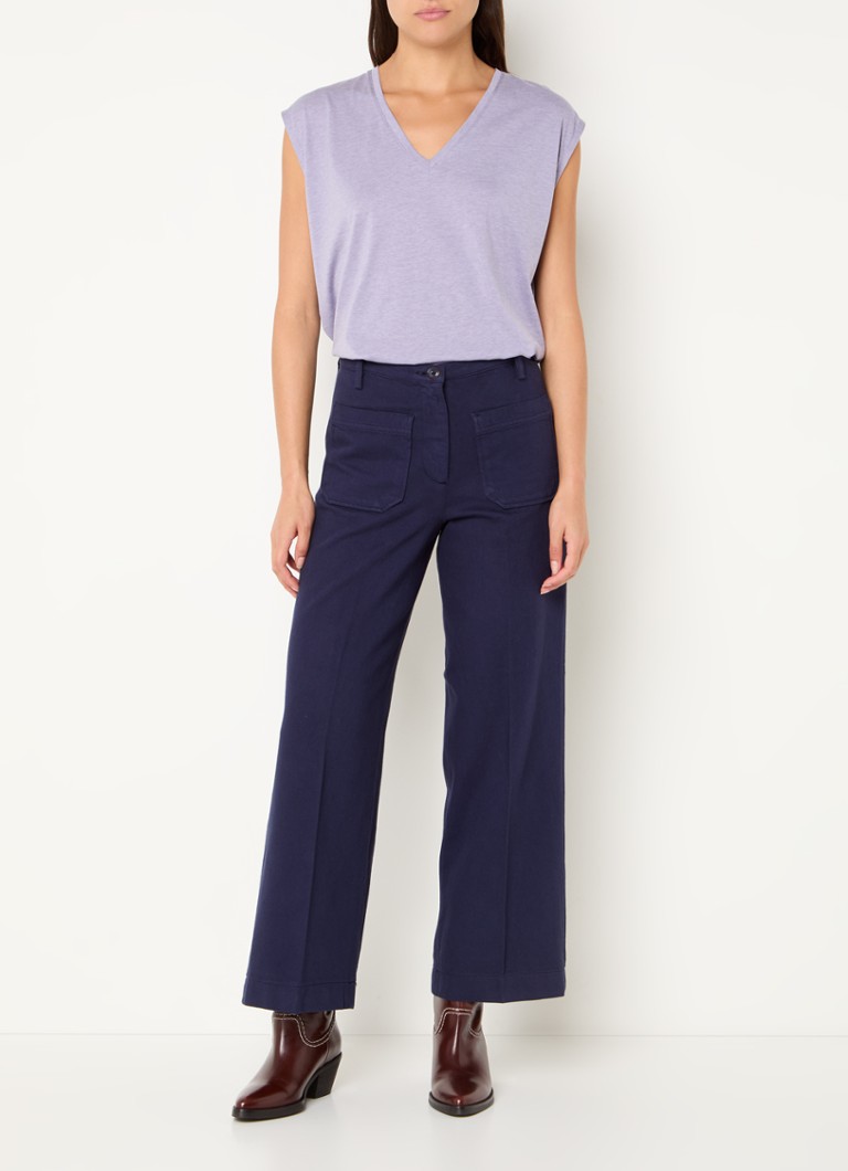 Pantaloni cu talie înaltă și croială largă, confecționați din bumbac organic de la Sessùn Aldricks.