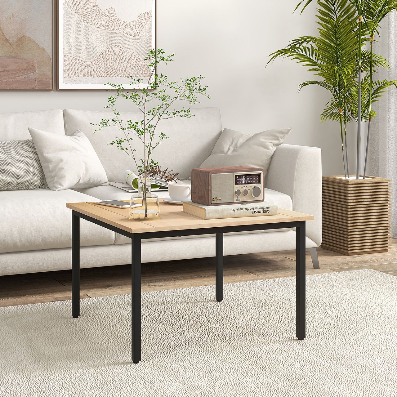 HOMCOM Couchtisch, Beistelltisch, Kaffeetisch, Sofatisch für Wohnzimmer, Natur