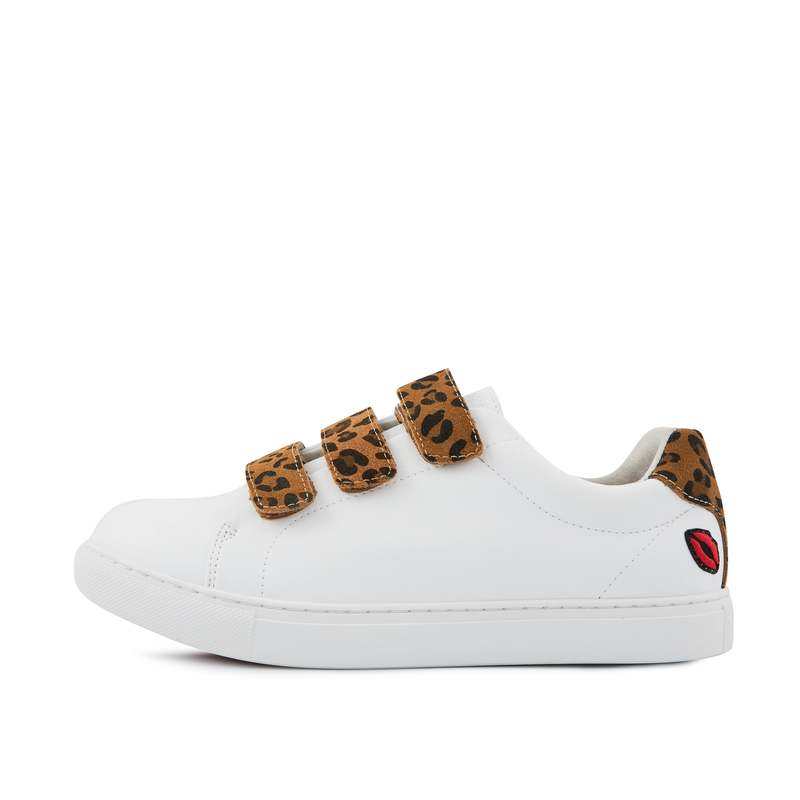 Baskets en cuir Edith blanc/leopard