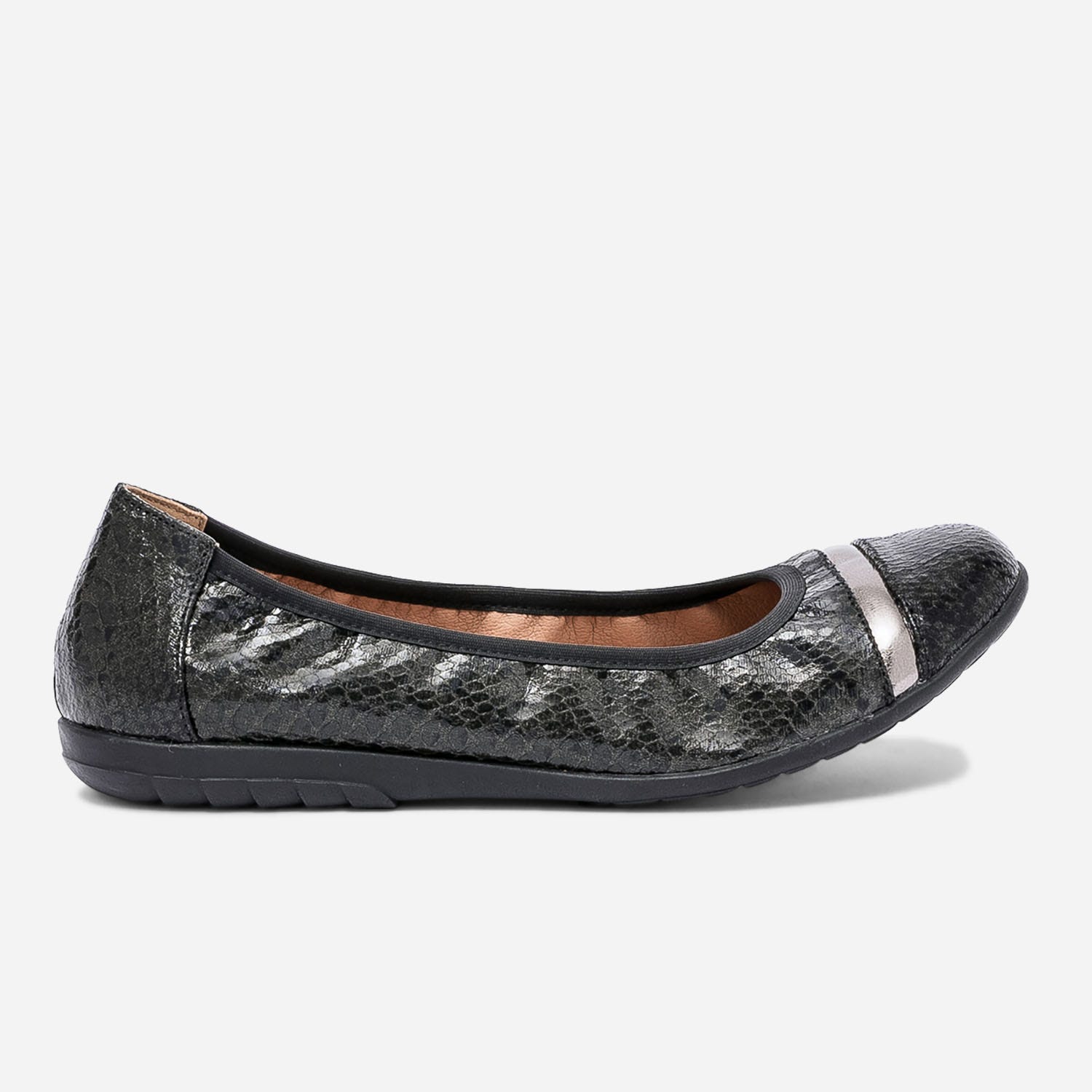 Ballerine noire effet python élastiquée