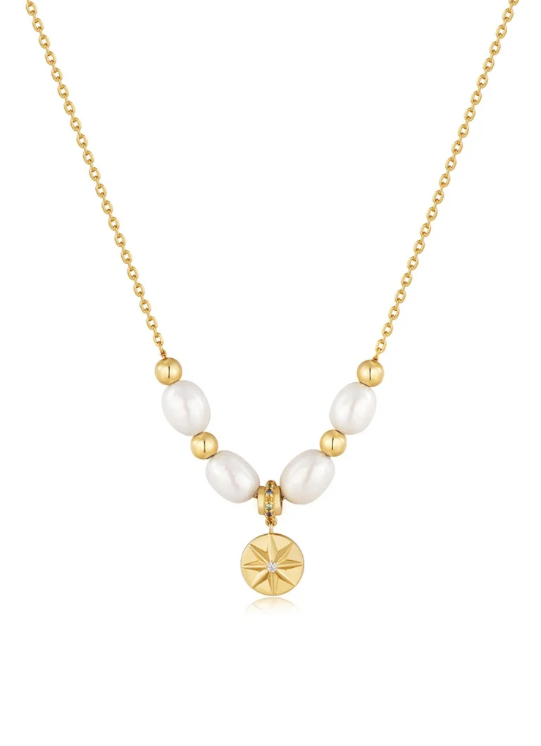 Ania Haie Pearl Star necklace M with cubic zirconia