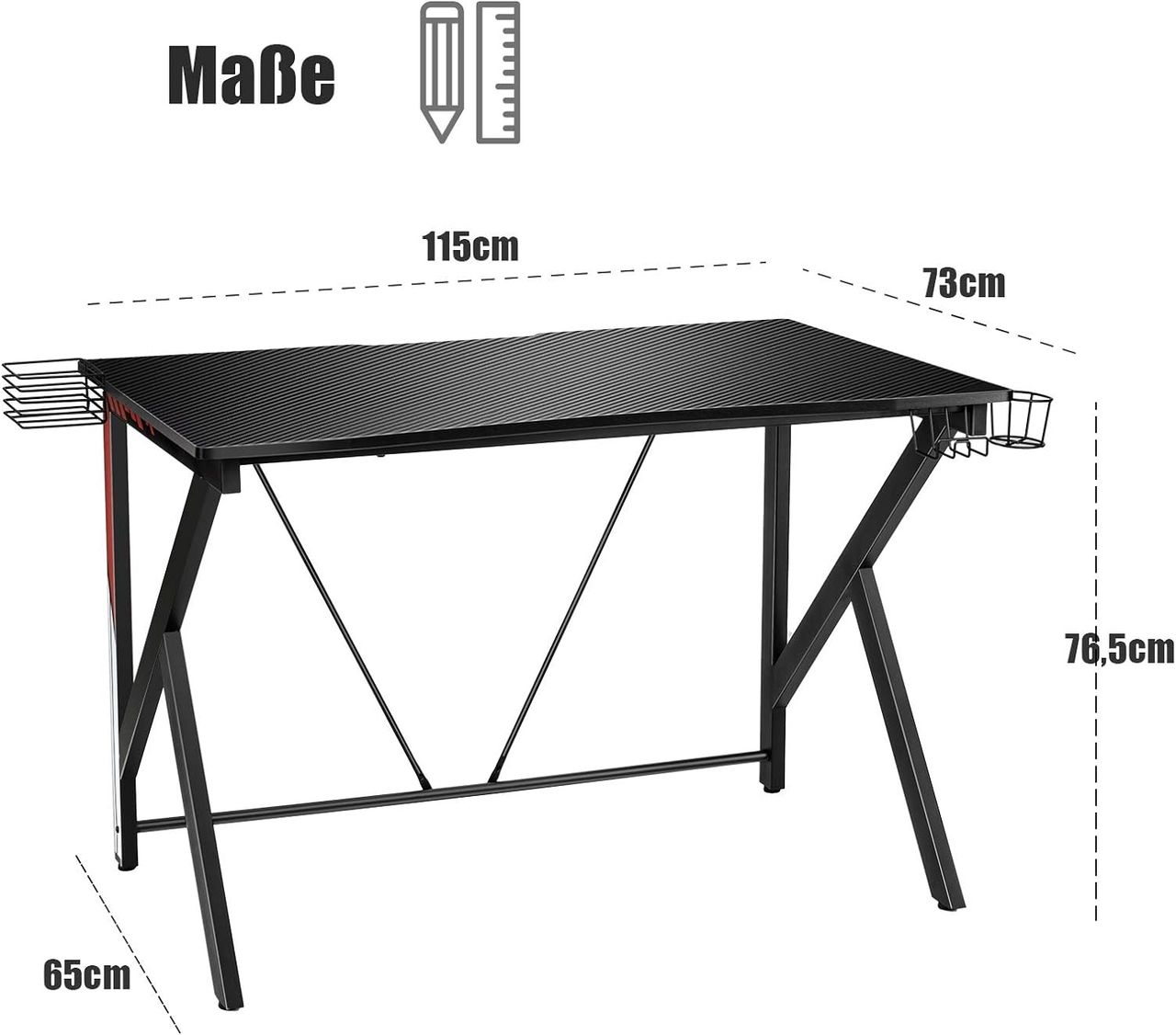 Costway Gaming Tisch K-förmiger