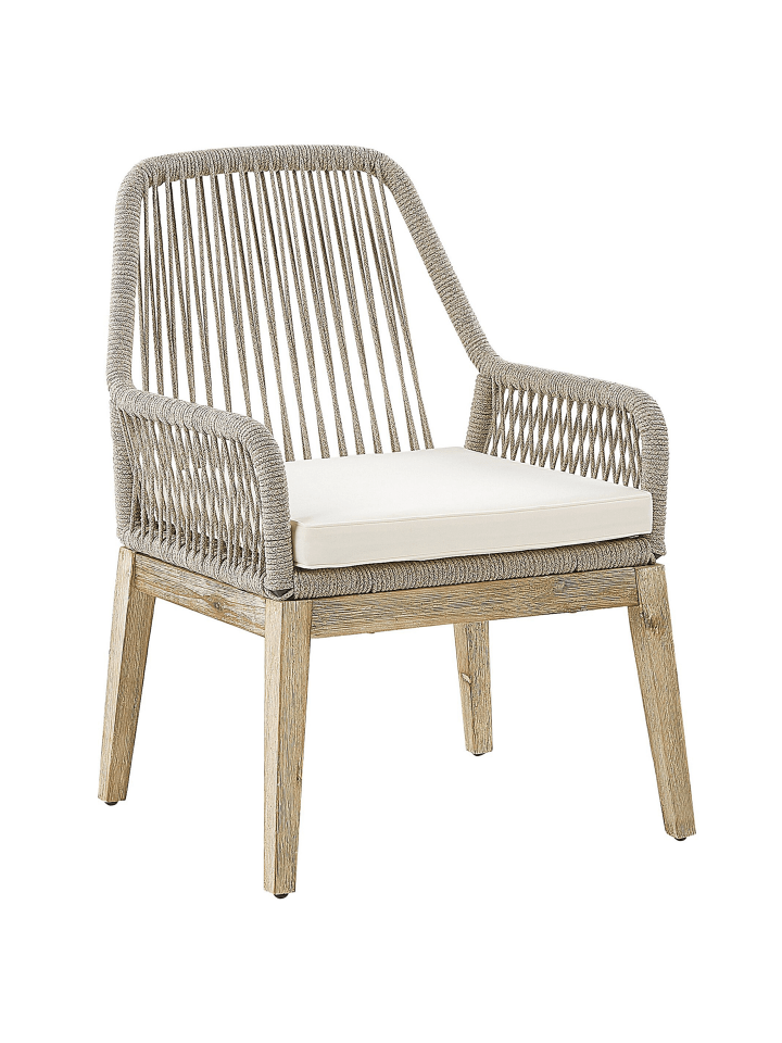 Beliani 7-tlg Gartentisch Set OLBIA in Grau/Beige/Heller Holzfarbton günstig kaufen onesize