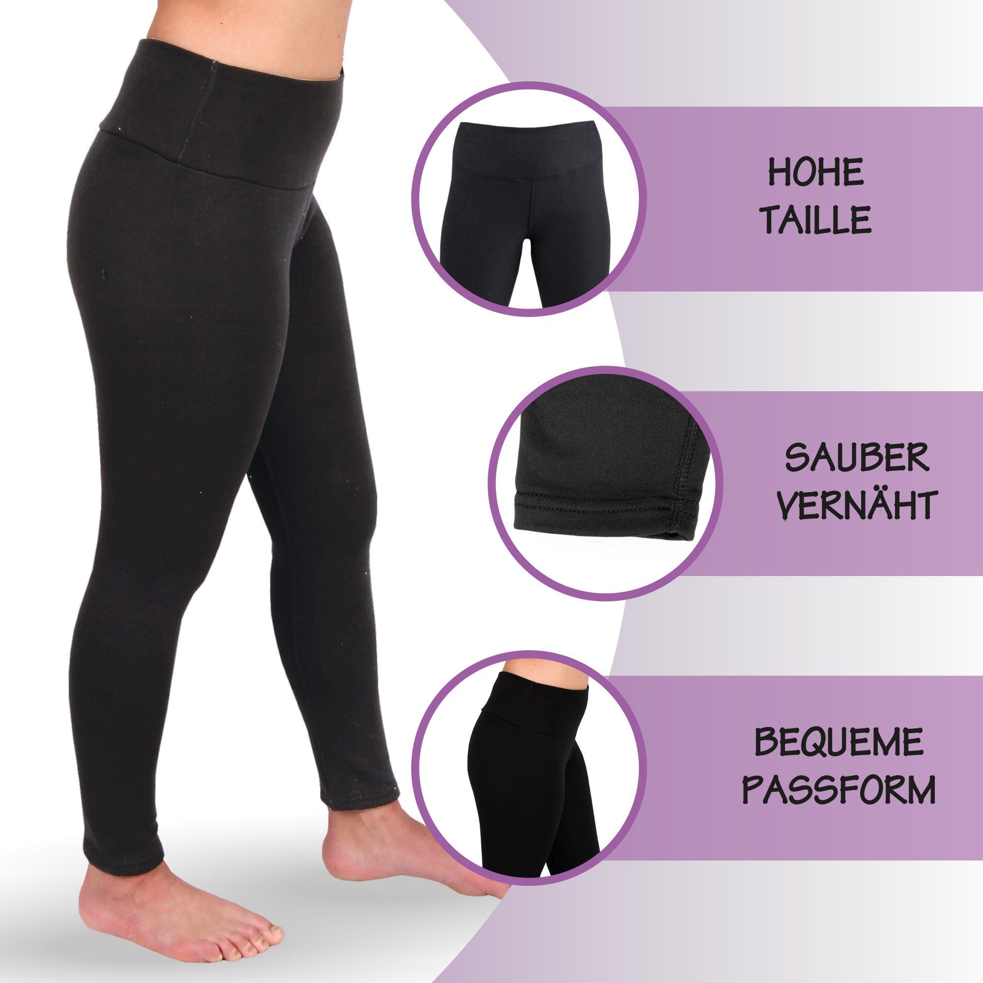 hemmy Fashion Thermoleggings High Waist Thermohose Damen Thermo Leggins, gefütterte Hose Innenfleece - warme Winter Hose