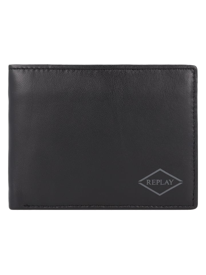 Replay Geldbörse Leder 14 cm in black günstig kaufen onesize