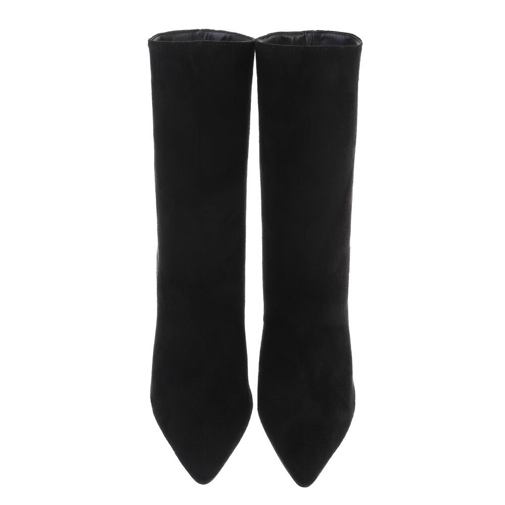 Ital-Design Damen Elegant High-Heel-Stiefelette Pfennig-/Stilettoabsatz High-Heel Stiefeletten in Schwarz