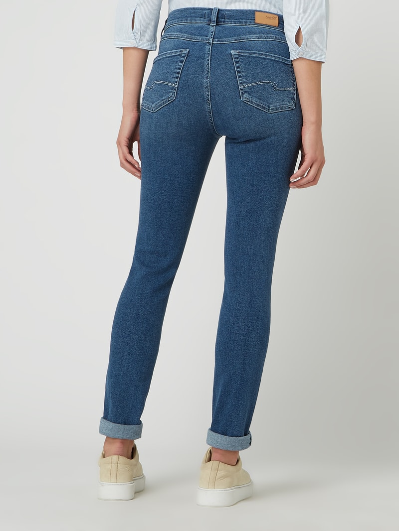 Skinny Fit Jeans mit Label-Patch in blau